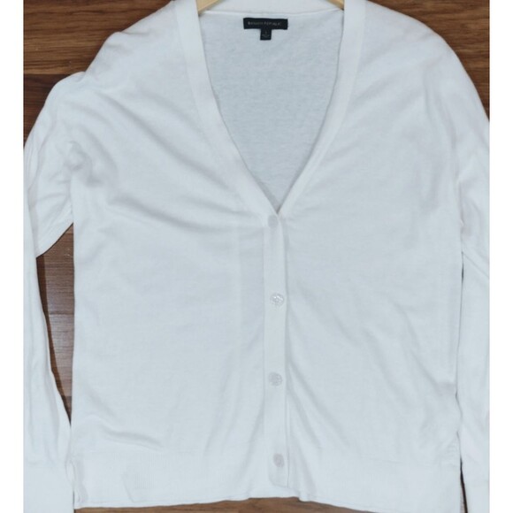 Banana Republic Boyfriend Button Up Cardigan Sweater Large White Free Shipping! - Picture 7 of 8